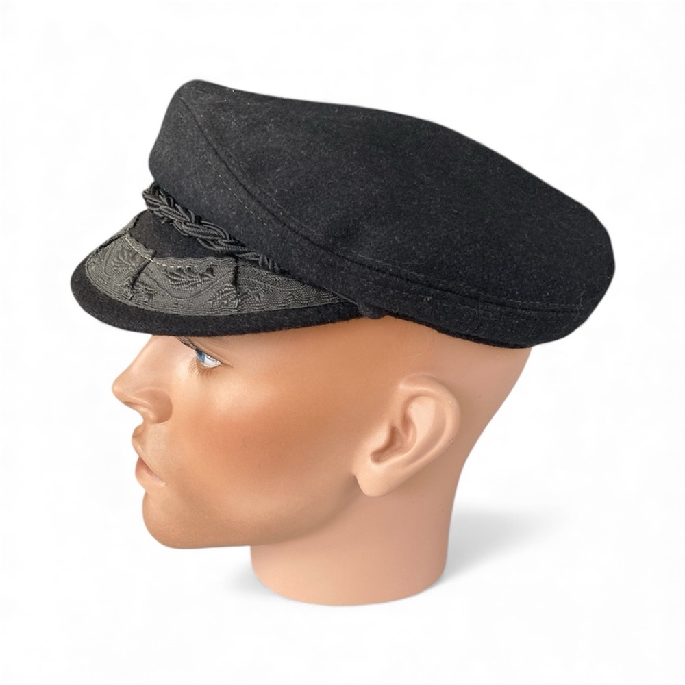 Greek Fisherman’s Cap Sz M See Measurements Dk Gray Wool Blend Made in Greece